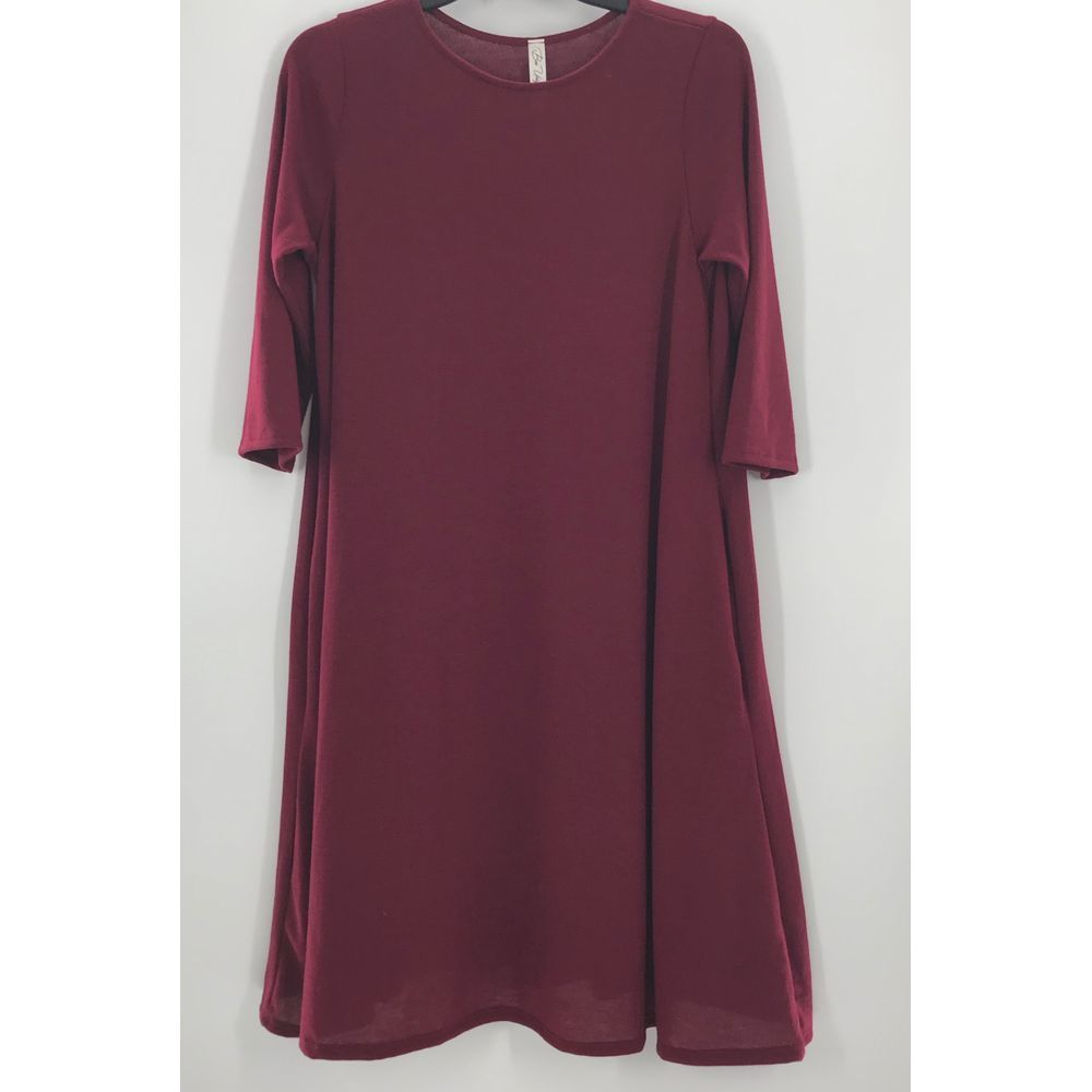Womens Red Mid Calf Length Dress Large